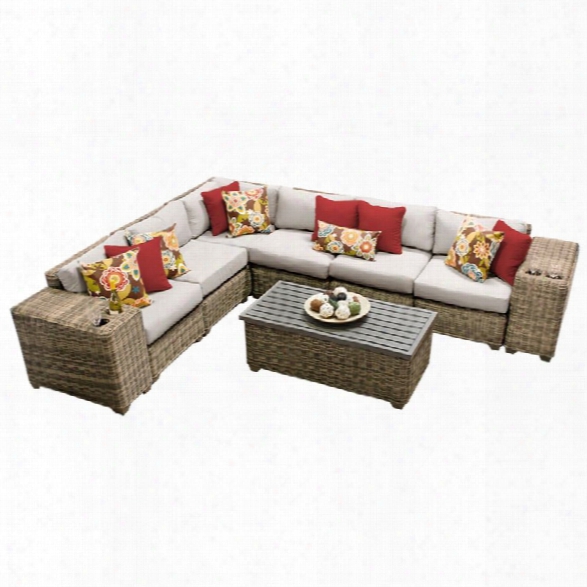 Tkc Cape Cod 9 Piece Patio Wicker Sectional Set