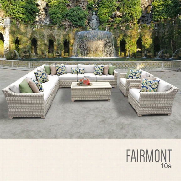 Tkc Fairmont 10 Piece Patio Wicker Sofa Set In White