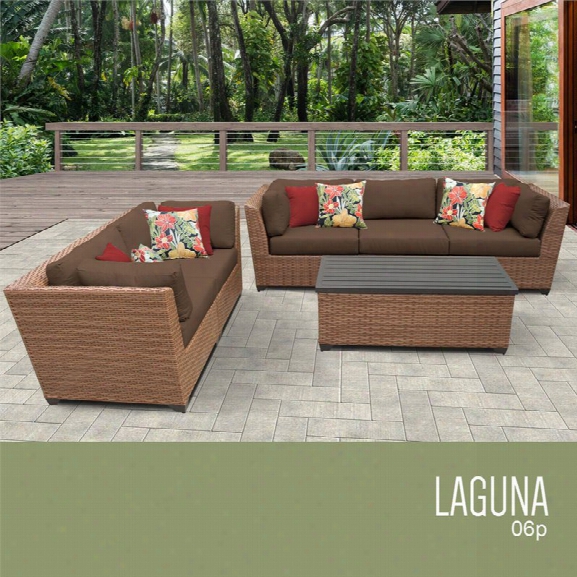 Tkc Laguna 6 Piece Patio Wicker Sofa Set In Brown