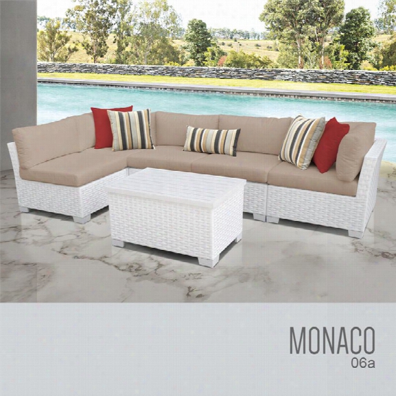 Tkc Monaco 6 Piece Patio Wicker Sectional Set In Wheat