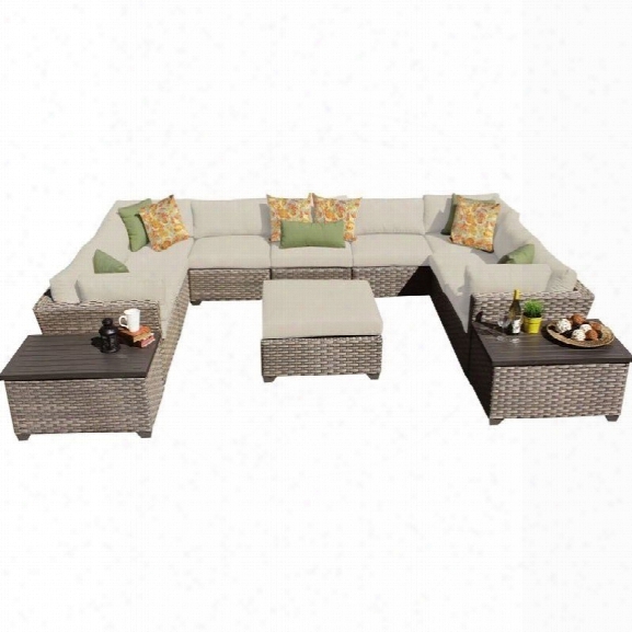 Tkc Monterey 12 Piece Outdoor Wicker Sofa Set In Beige