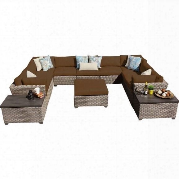 Tkc Monterey 12 Piece Outdoor Wicker Sofa Set In Cocoa