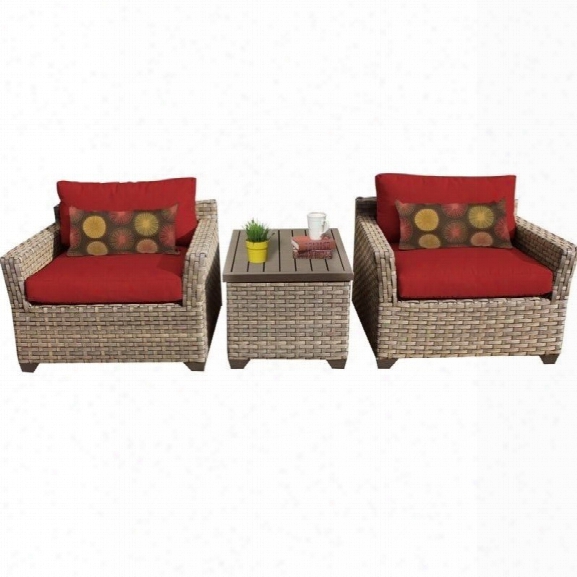 Tkc Monterey 3 Piece Outdoor Wicker Sofa Set In Terracotta