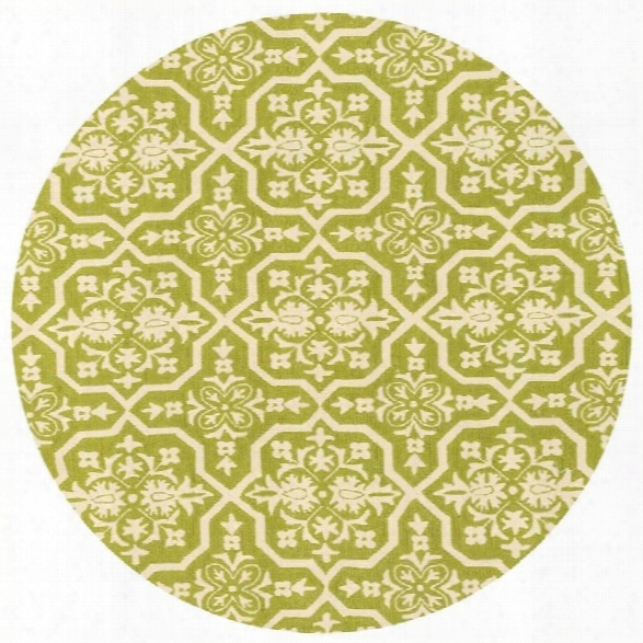 Loloi Venice Beach 7'10 Round Hand Hooked Rug In Peridot And Ivory