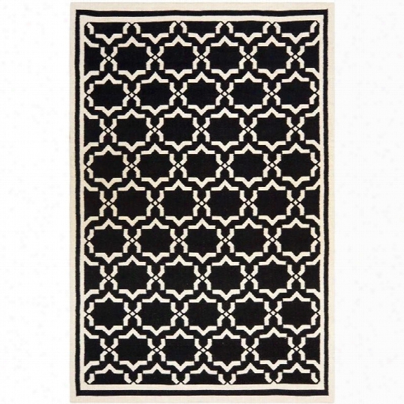 Safavieh Dhurries Black Contemporary Rug - 10' X 14'