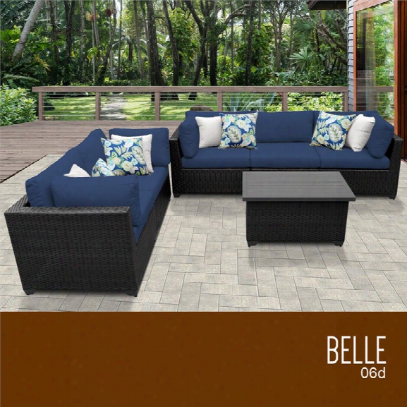 Tkc Belle 6 Piece Patio Wicker Sofa Set In Blue