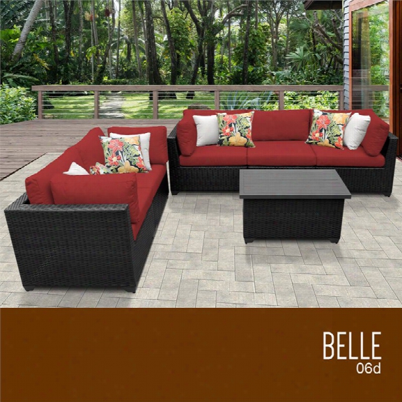 Tkc Belle 6 Piece Patio Wicker Sofa Set In Red