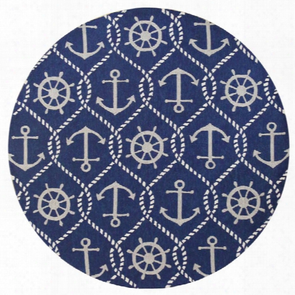Kas Harbor 7'6 Round Hand-made Rug In Navy