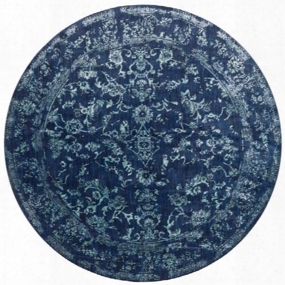 Loloi Florence 9'6 Round Rug In Navy And Aqua