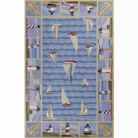 Kas Colonial 8' X 10'6 Hand-hooked Wool Rug In Blue