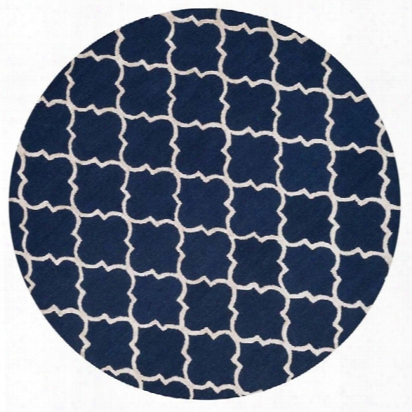 Loloi Panache 7'6 Round Hand Hooked Wool Rug In Navy And Silver