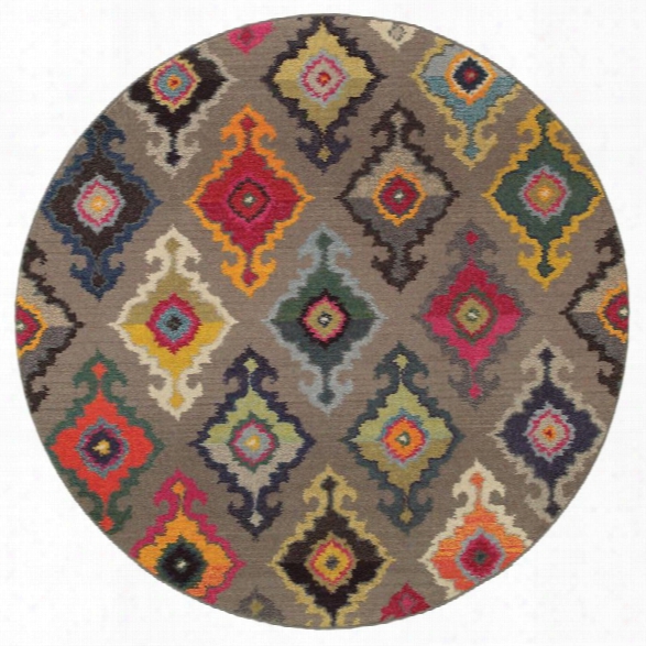 Oriental Weavers Kaleidoscope 7'8 Round Machine Woven Rug In Gray