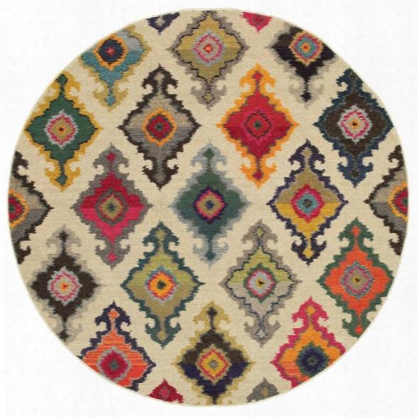 Oriental Weavers Kaleidoscope 7'8 Round Machine Woven Rug In Ivory