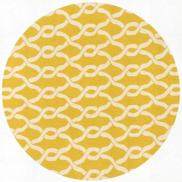 Loloi Venice Beach 7'10 Round Hand Hooked Rug In Goldenrod Ivory