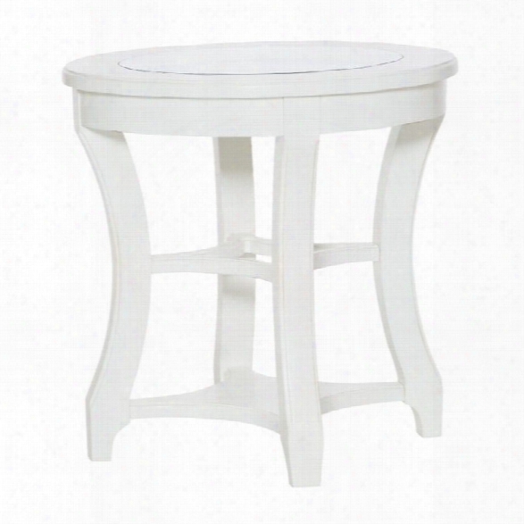 American Drew Lynn Haven Round Glass End Table In White