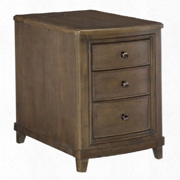 American Drew Park Studio 3 Drawer Wood Chairside Table In Taupe