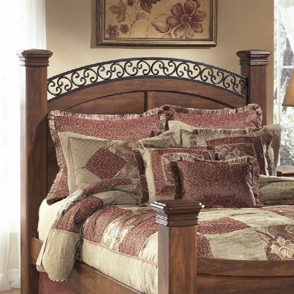 Ashley Timberline Wood King Poster Panel Headboard In Warm Brown