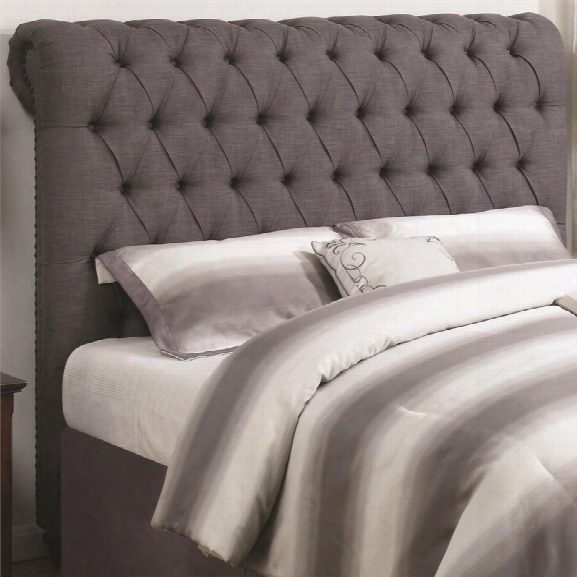 Coaster Devon King Button Tufted Headboard In Gray