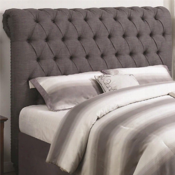 Coaster Devon Queen Button Tufted Headboard In Gray