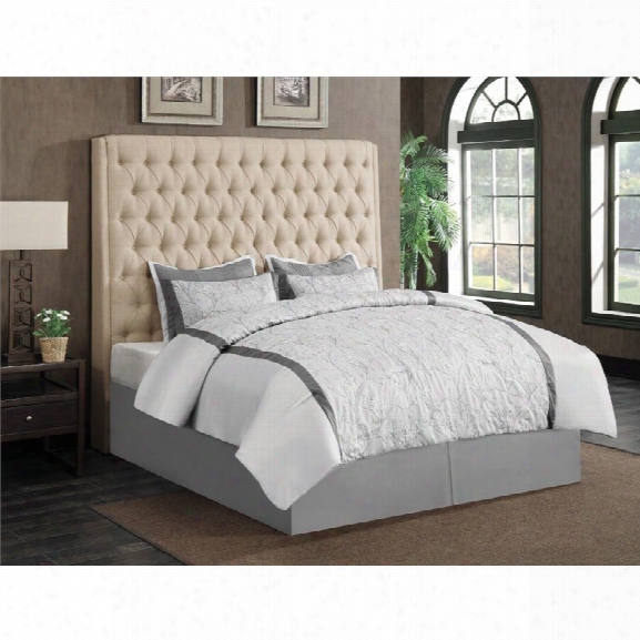 Coaster Upholstered Queen Panel Headboard In Cream