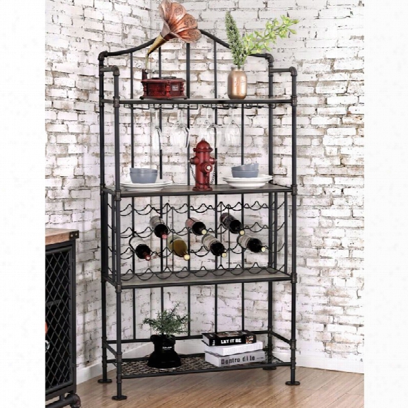 Furniture Of America Flora Industrial Wine Rack In Antique Black