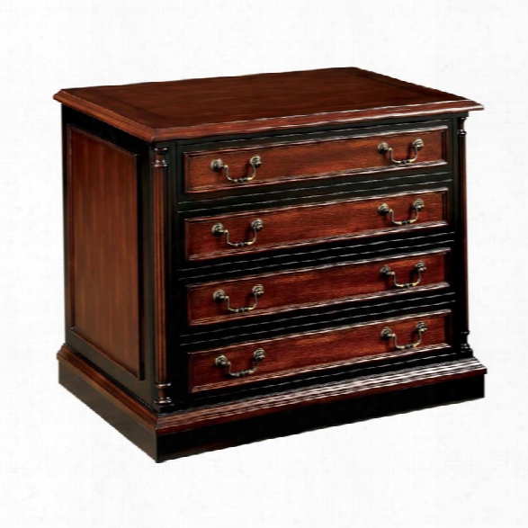 Furniture Of America Gilmour File Cabinet In Cherry And Black