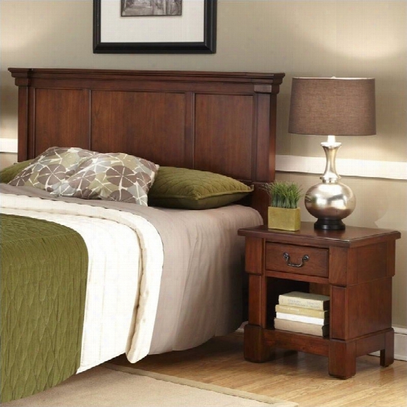 Home Styles Aspen Panel Headboard And Night Stand In Cherry-queen - Full