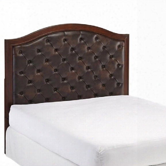 Home Styles Duet Tufted Panel Headboard With Brown Leather In Cherry-king