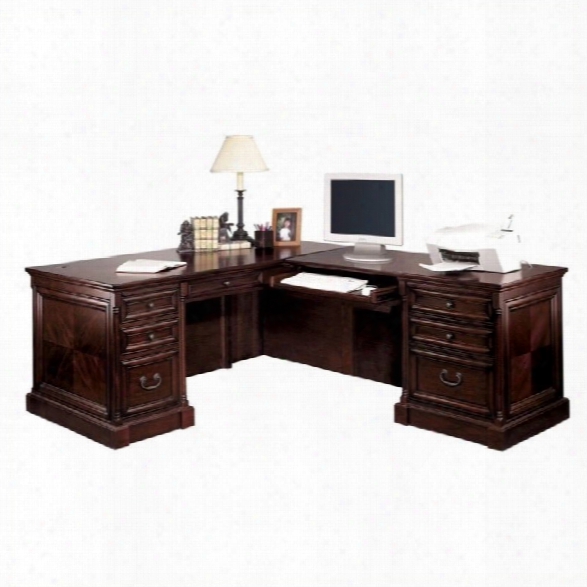 Kathy Ireland Home Bg Martin Mount View Executive Rhf L-shaped Desk In Cherry Cobblestone