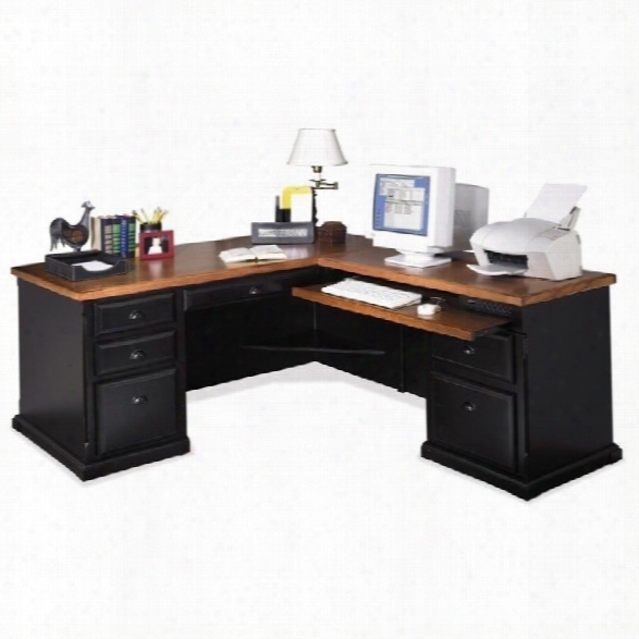 Kathy Ireland Home By Martin Southampton Rhf L-shaped Executive Desk In Oynx Black