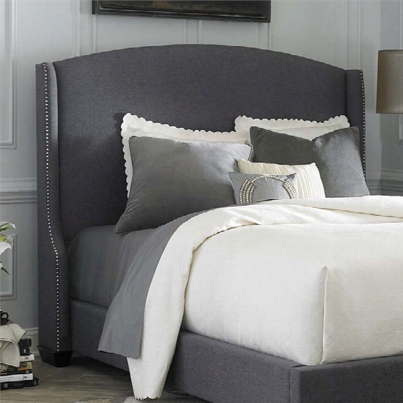 Liberty Furniture Linen Upholstered King Wing Headboard In Dark Gray