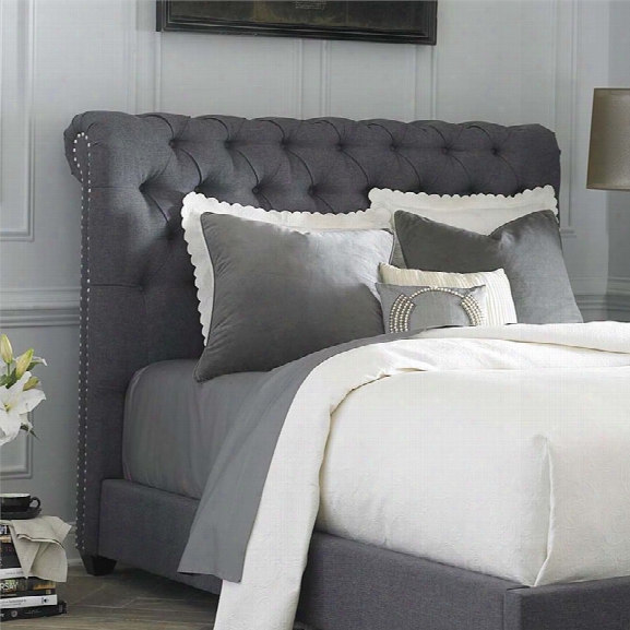 Liberty Furniture Upholstered King Chesterfield Heeadboard In Dark Gray