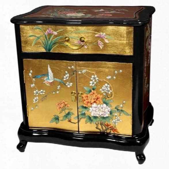 Oriental Furniture End Table In Gold