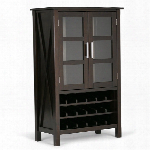 Simpli Home Kitchener Wine Cabinet In Dark Walnut Brown