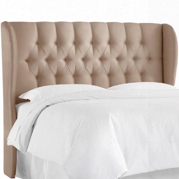 Skyline Upholstered Tufted Wingback Califronia King Headboard In Dove