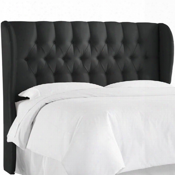 Skyline Upholstered Tufted Wingback King Headboard In Black