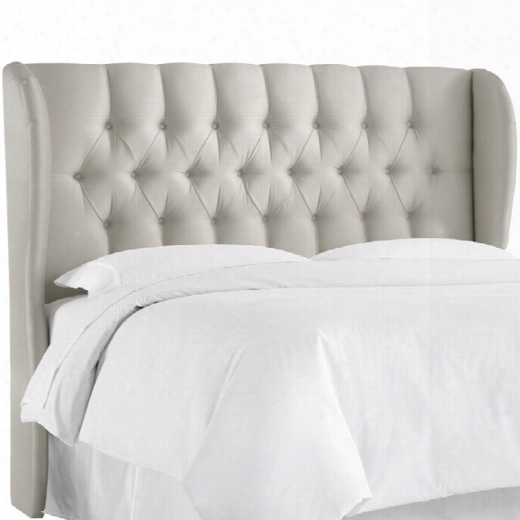 Skyline Upholstered Tufted Wingback King Headboard In Silver