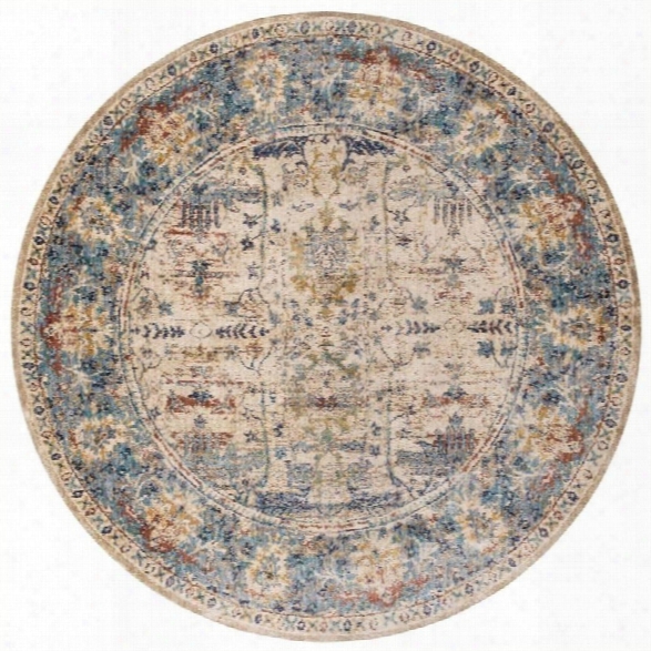 Loloi Anastasia 9'6 Round Rug In Sand And Blue