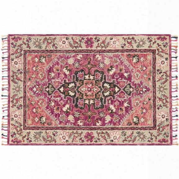 Loloi Zharah 9'3 X 13' Hand Hooked Wool Rug In Raspberry And Taupe