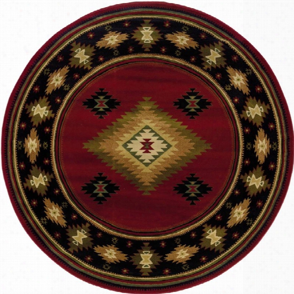 Oriental Weavers Hudson 7'8 Round Machine Woven Rug In Red