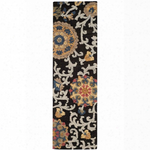 Safavieh Blossom 8' X 10' Hand Hooked Wool Rug In Charcoal