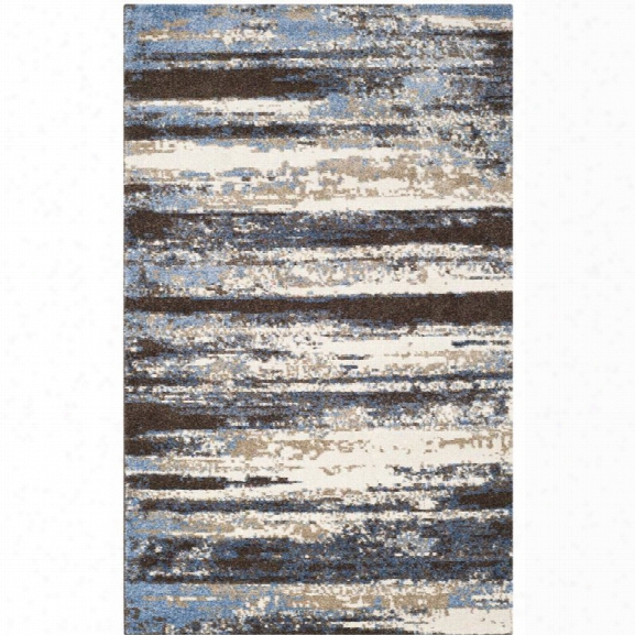 Safavieh Retro 11' X 15' Power Loomed Rug In Cream And Blue