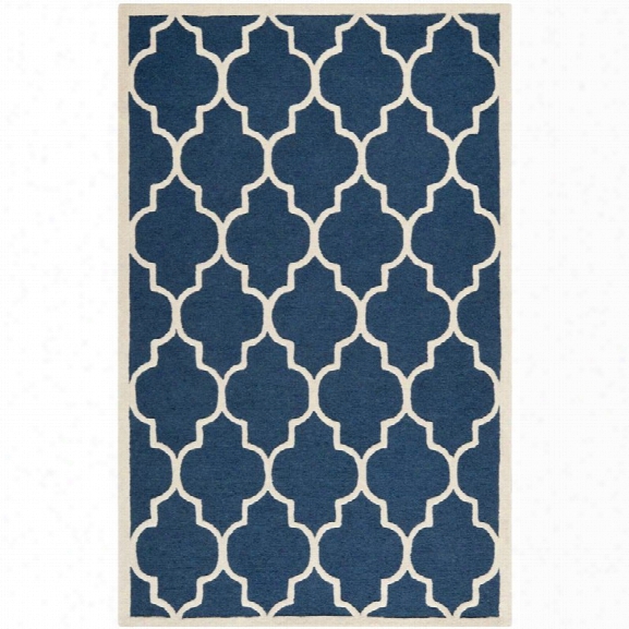 Safavieh Cambridge 9' X 12' Hand Tufted Wool Rug In Navy And Ivory
