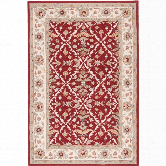 Safavieh Durarug 9' X 12' Hand Hooked Rug In Red And Ivory