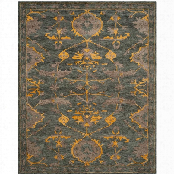 Safavieh Bella 8' X 10' Hand Tufted Wool Rug In Blue Gray And Gold