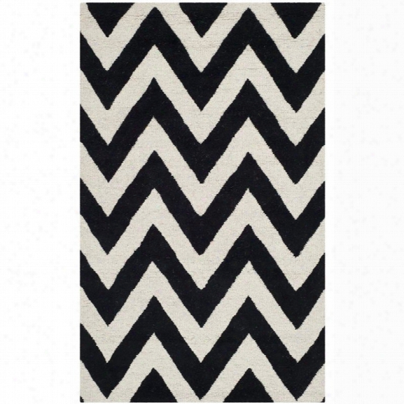 Safavieh Cambridge 10' X 14' Hand Tufted Wool Rug In Black And Ivory