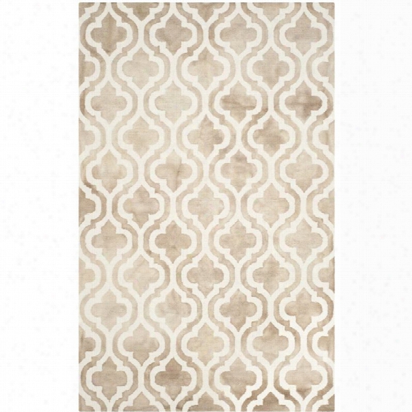 Safavieh Dip Dye 10' X 14' Hand Tufted Wool Rug In Beige And Ivory