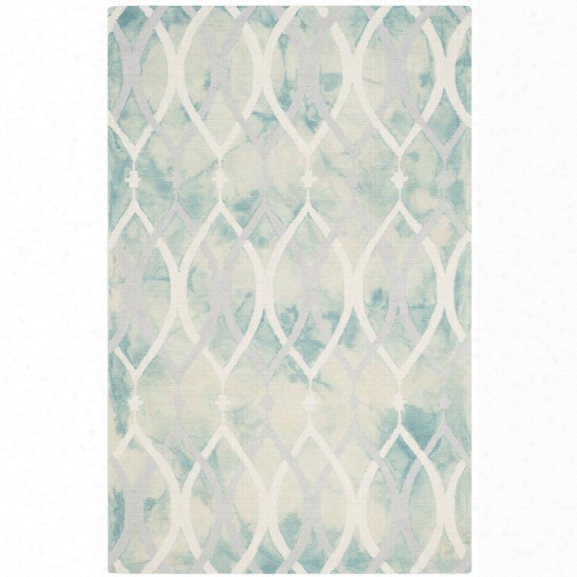 Safavieh Dip Dye 9' X 12' Hand Tufted Wool Rug In Green And Ivory Gray