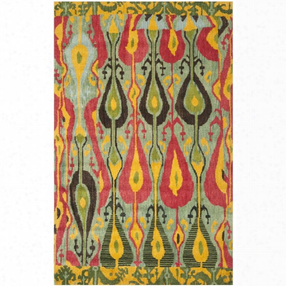 Safavieh Ikat 10' X 14' Hand Tufted Wool Pile Rug In Blue And Green