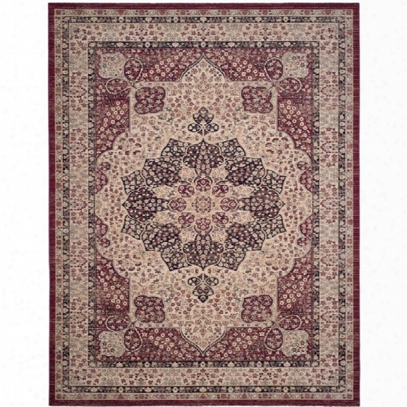 Safavieh Lavar Kerman 10' X 14' Power Loomed Rug In Creme And Red